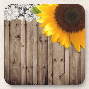 barnwood lace rustic western country sunflower coaster
