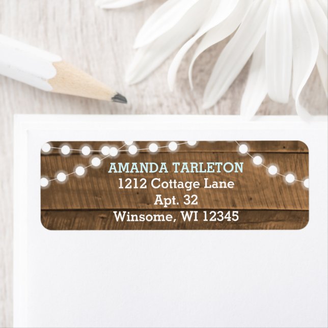 Barnwood Lights Aqua Return Address Label (Insitu)