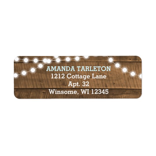 Barnwood Lights Aqua Return Address Label