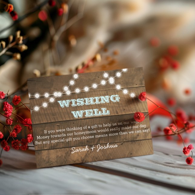 Barnwood Lights Aqua Wedding Wishing Well Enclosure Card (Creator Uploaded)
