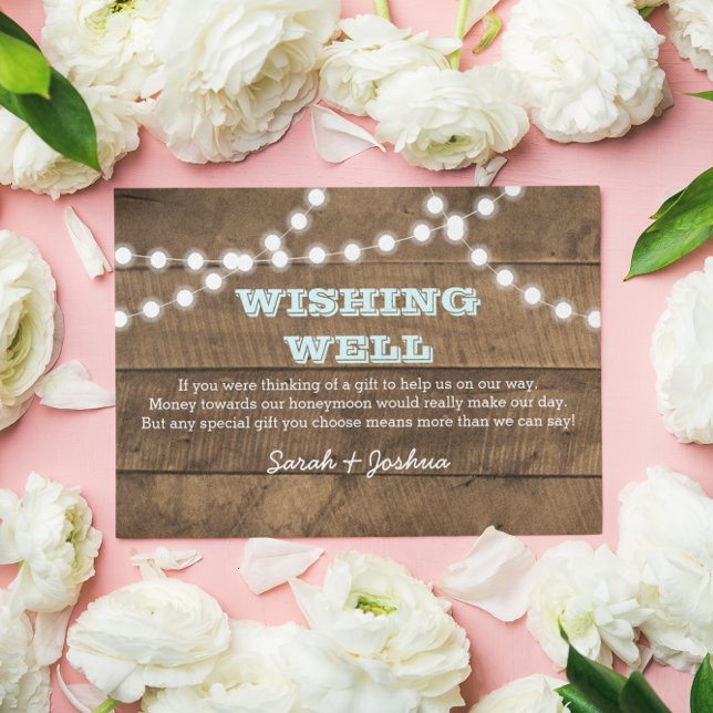 Barnwood Lights Aqua Wedding Wishing Well Enclosure Card (Creator Uploaded)