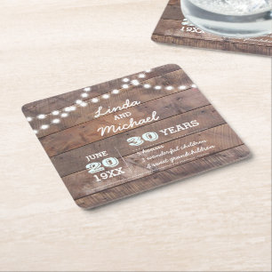 Barnwood Lights Diamond Personalised Anniversary Square Paper Coaster
