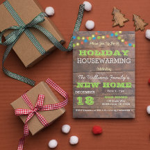 Barnwood Lights Holiday Housewarming Invitation