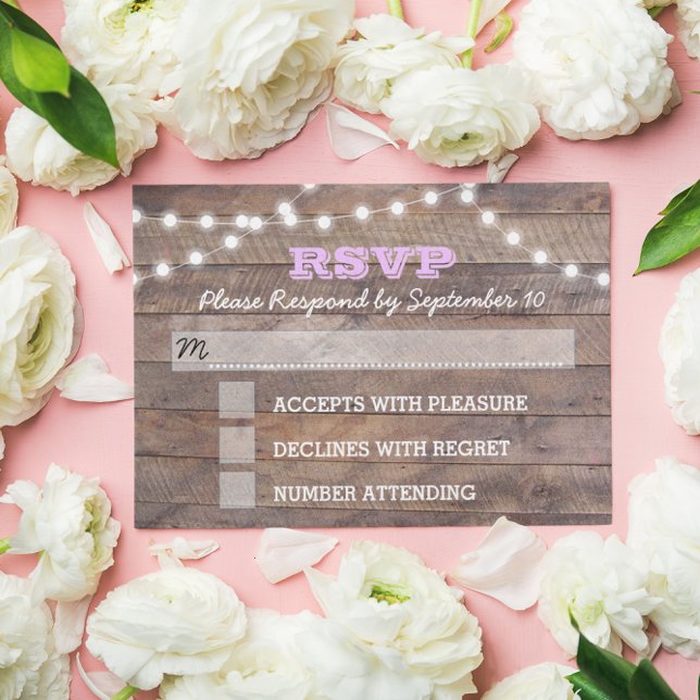 Barnwood Lights Lilac Bat Mitzvah RSVP Card (Creator Uploaded)