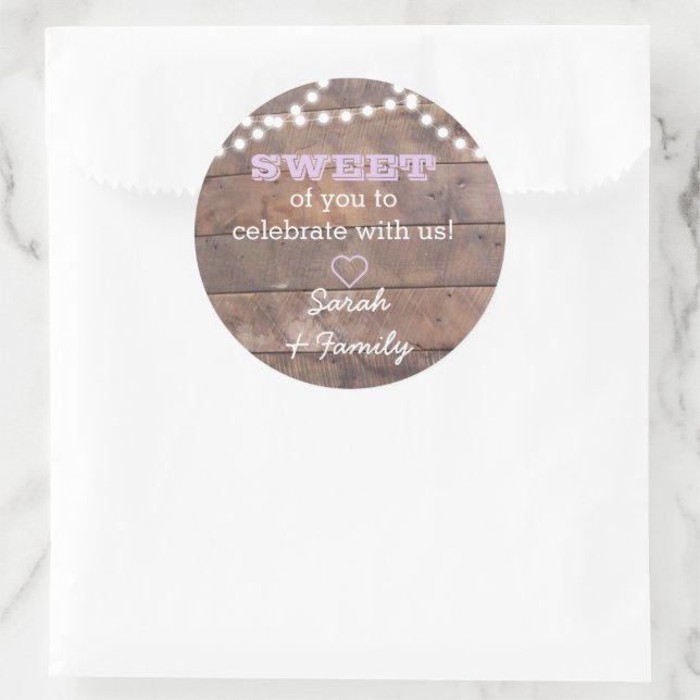 Barnwood Lights Lilac Sweet Treat Bag Sticker (Bag)