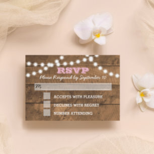 Barnwood Lights Pink Bat Mitzvah RSVP Card