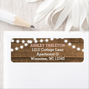 Barnwood Lights Pink Return Address Label