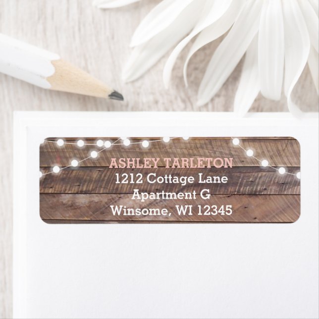 Barnwood Lights Pink Return Address Label (Insitu)