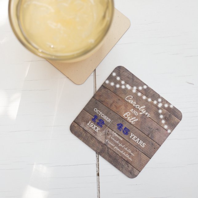 Barnwood Lights Sapphire Personalised Anniversary Square Paper Coaster (Creator Uploaded)