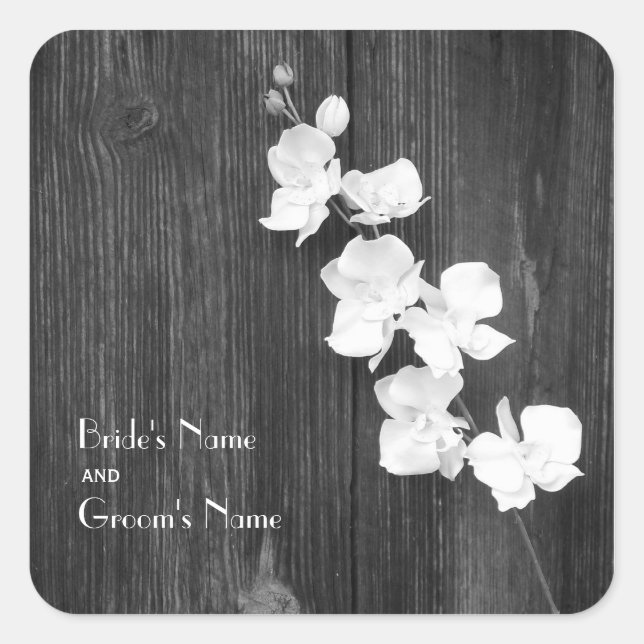Barnwood & Orchids Wedding Sticker (Front)
