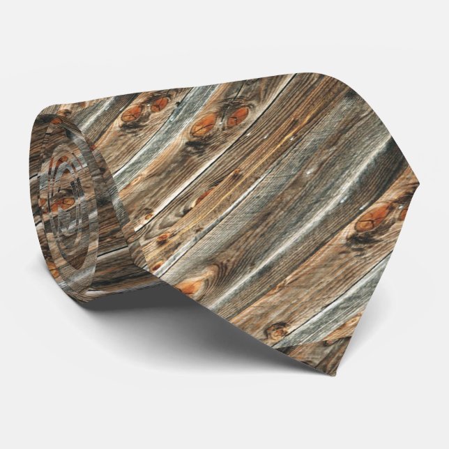 Barnwood Print Necktie (Rolled)