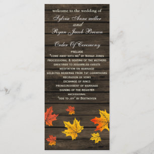 barnwood rustic fall wedding programs tea length