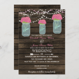 Barnwood, Rustic mason jar wedding invitations