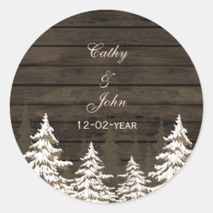 Barnwood Rustic Pine trees, winter favour stickers