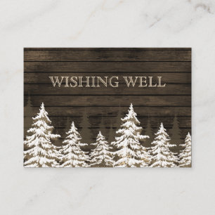 Barnwood Rustic Pine trees, winter wishing well Enclosure Card