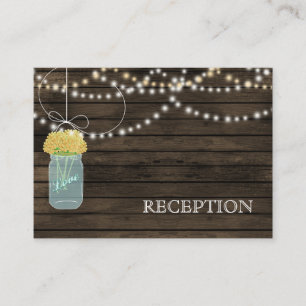 Barnwood Rustic yellow mason jars reception invite