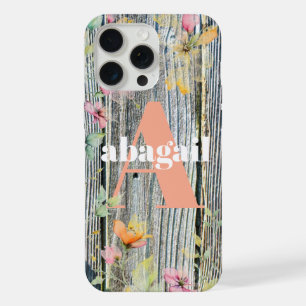  Barnwood script botanical  watercolor flowers iPhone 15 Pro Max Case
