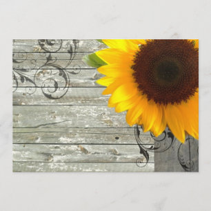barnwood sunflower wedding country bridal shower invitation