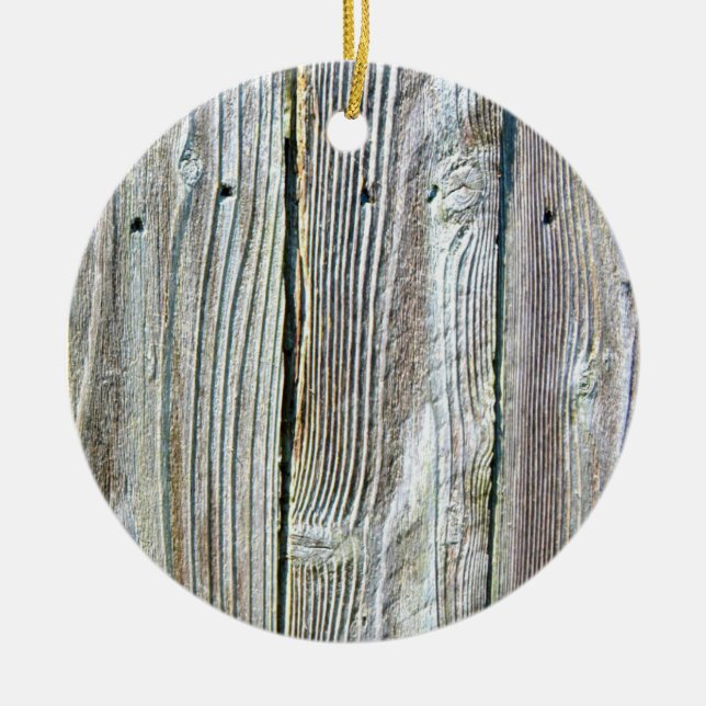 Barnwood wood grain tree bark rustic distressed  ceramic ornament (Front)