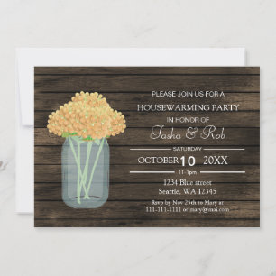 barnwood yellow mason jar Housewarming Invite