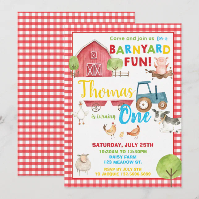 Barnyard 1st Birthday Party Cute Farm Animals Invitation | Zazzle
