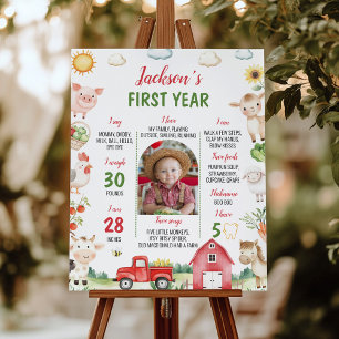 Barnyard Animal First Year Photo Milestone Poster