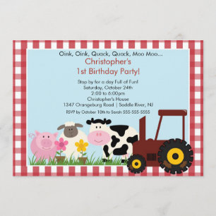 Barnyard Animal Fun Birthday Party Invitation