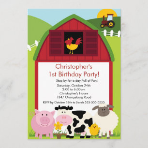 Barnyard Animal Fun Birthday Party Invitation