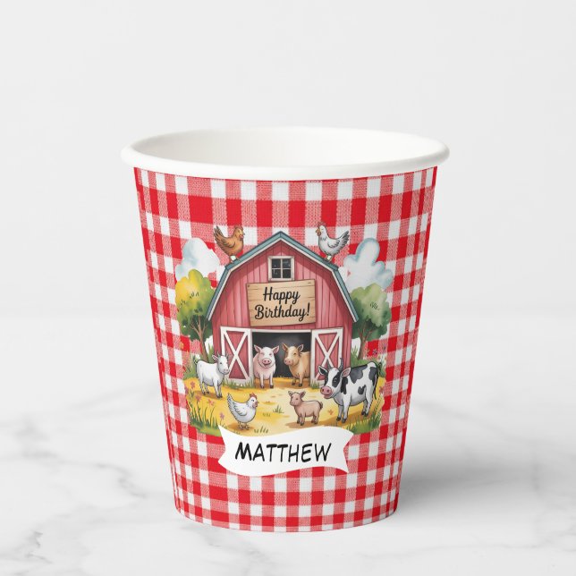 Barnyard Animals 1st. Birthday Party Paper Cups (Front)