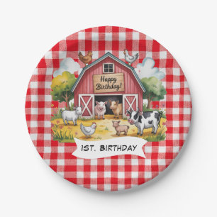 Barnyard Animals 1st. Birthday Party Paper Plate