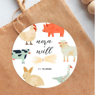 Barnyard Animals - Baby Shower Favour Sticker