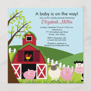 Barnyard Animals Baby Shower Invitation