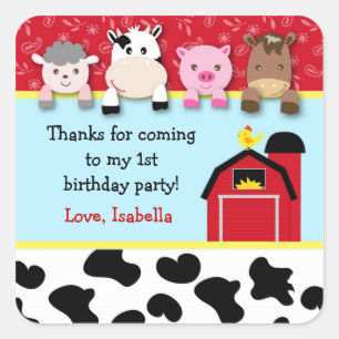 Barnyard animals Birthday Party favour labels