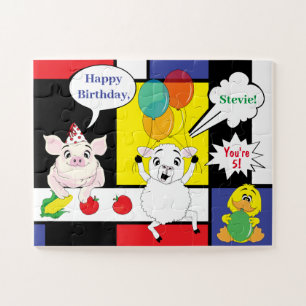 Barnyard Animals Birthday Party Jigsaw Puzzle