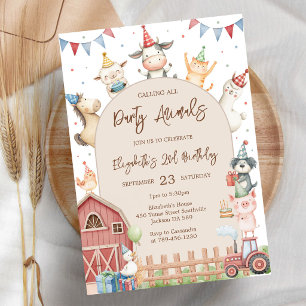 Barnyard Animals Farm Birthday Party Invitation