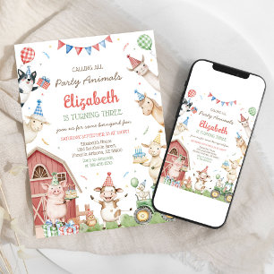 Barnyard Animals Farm Birthday Party Invitation
