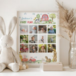 Barnyard Animals First Year Photo Milestone Poster<br><div class="desc">Celebrate your baby’s first year with this adorable barnyard milestone poster! Featuring cute farm animals and space for monthly photos from newborn to 12 months,  it’s the perfect keepsake for a barn-themed 1st birthday. A fun and heartwarming way to showcase how much your little one has grown!</div>