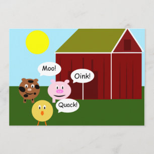 Barnyard Animals Kids Birthday Party Invitations