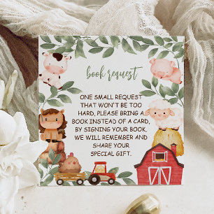 Barnyard Animals Watercolor Book Request Enclosure Card