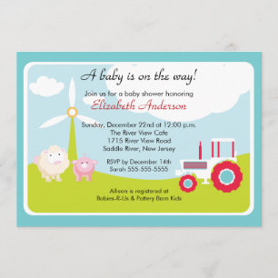 Barnyard Baby Animals Baby Shower Invitation