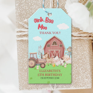 Barnyard Birthday Gift – Farm Animal Favor  Tags