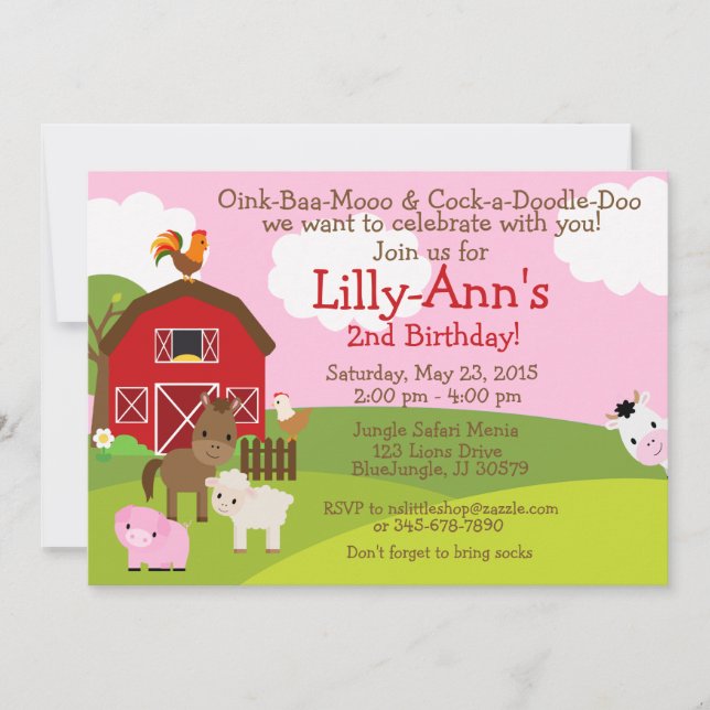 Barnyard birthday invitation (Front)