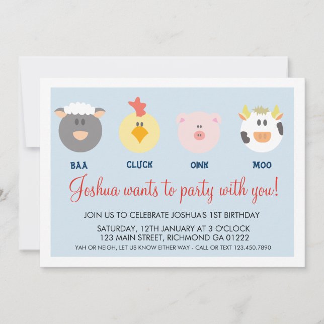Barnyard Birthday Invitation (Front)