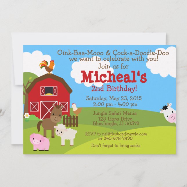 Barnyard birthday invitation (Front)