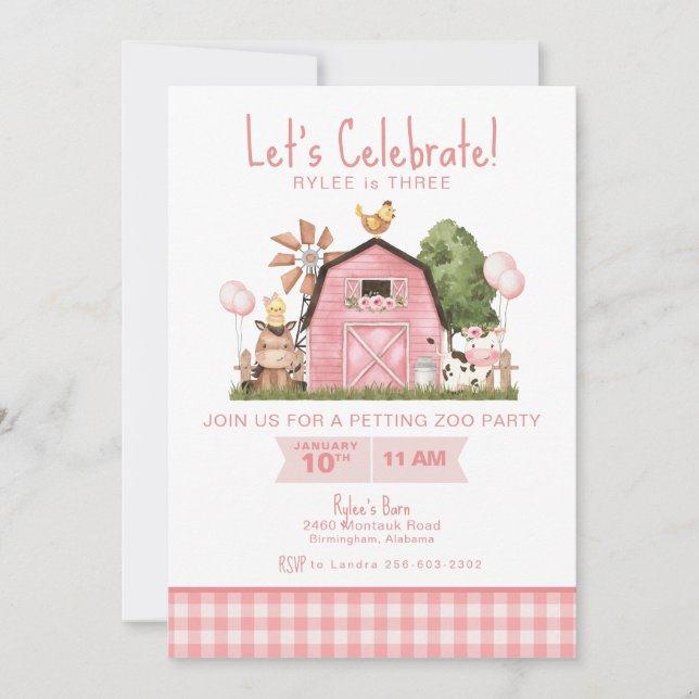 Barnyard Birthday Invitation • Farm Animal Party (Front)