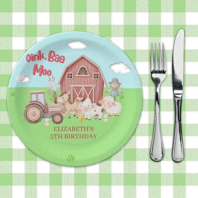 Barnyard Birthday Party – Girl’s Farm Animals Paper Plate (Creator Uploaded)