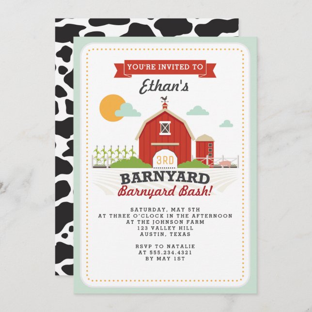Barnyard Birthday Party Invitation (Front/Back)