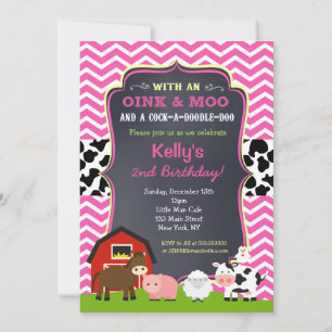 Barnyard Birthday Party Invitations for Girl