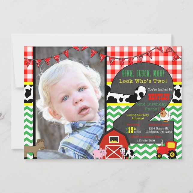 Barnyard Birthday Photo Invitation (Front)