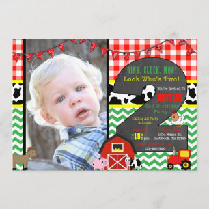 Barnyard Birthday Photo Invitation